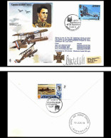 0707 Lettre Aviation Airmail Cover Luftpost Signé Signed Jersey Captain Albert Ball 6/6/1978 - Flugzeuge
