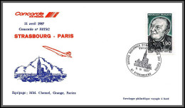 0401 Concorde Lettre (cover) Vol Strasbourg Paris 11/4/1987 - Concorde