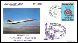 0407 Concorde Usa New York Marrakech 29/11/1987 Lettre Premier Vol First Flight Airmail Cover Luftpost - Concorde