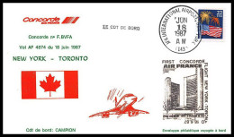 0406 Concorde Usa New York Toronto Canada 18/6/1987 Lettre Premier Vol First Flight Airmail Cover Luftpost - Concorde