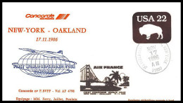 0403 Concorde Usa New York Oakland 17/11/1986 Entier Postal Stationery Premier Vol First Flight Airmail Cover Luftpost - Concorde