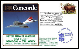 0374 Concorde London Tel Aviv Israel 28/3/1984 British Airways Lettre Premier Vol First Flight Airmail Cover Luftpost - Concorde