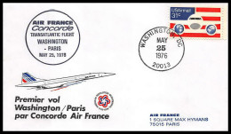 0366 Concorde Washington Paris 25/5/1976 Lettre Premier Vol First Flight Airmail Cover Luftpost - Concorde