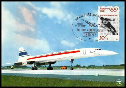 0372 Concorde Allemagne (germany) Frankfurt 15/10/1972 Carte Maximum (card) Poste Aérienne Airmail Luftpost - Concorde