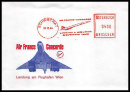 0356 Concorde Autriche (Austria) Landung Wien 26/10/1984 Lettre Premier Vol First Flight Airmail Cover Luftpost - Concorde