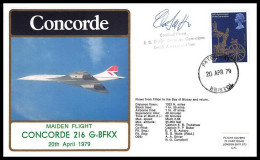 0337 Concorde British Airways 20/4/1979 216 (G-BOAF) Signé (signed Autograph) Pilot Maiden Flight Airmail Cover - Concorde
