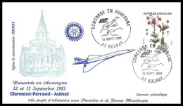 0299 Concorde En Auvergne France Clermont-Ferrand Aulnat Lettre 12/9/1983 Flight Airmail Cover Luftpost - Concorde