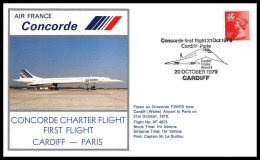 0278 Concorde Paris Cardiff 20/10/1979 Lettre Premier Vol First Flight Airmail Cover Luftpost - Concorde