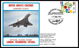 0287 Concorde British Airways Ottawa Washington London 9/3/1977 Lettre Vol Charter Flight Airmail Cover Luftpost - Concorde