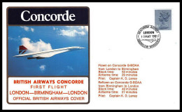 0281 Concorde British Airways London Birmingham 10/5/1981 Lettre Premier Vol First Flight Airmail Cover Luftpost - Concorde