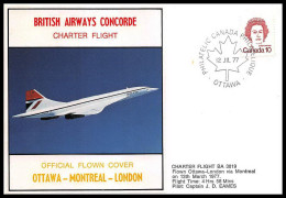 0286 Concorde British Airways Ottawa Montréal London 12/3/1977 Lettre Vol Charter Flight Airmail Cover Luftpost - Concorde