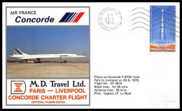0273 Concorde Paris Liverpool 26/8/1979 Lettre Premier Vol First Flight Airmail Cover Luftpost - Concorde
