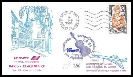 0266 Concorde Paris Klagenfurt 1/9/1984 Autriche (Austria) Lettre Premier Vol First Flight Airmail Cover Luftpost - Concorde