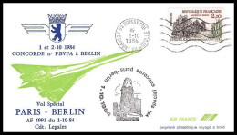 0261 Concorde Berlin Paris 1/10/1984 Lettre Premier Vol First Flight Airmail Cover Luftpost - Concorde