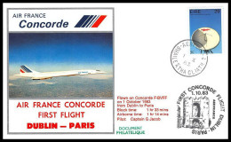 0216 Concorde Paris DUBLIN 1/10/1983 Lettre Premier Vol First Flight Airmail Cover Luftpost - Concorde