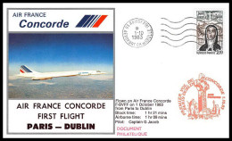 0215 Concorde Paris DUBLIN 1/10/1983 Lettre Premier Vol First Flight Airmail Cover Luftpost - Concorde