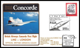 0200 Concorde British Airways LINZ London 29/3/1981 Lettre Premier Vol First Flight Airmail Cover Luftpost - Concorde