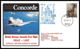 0199 Concorde British Airways GRAZ LINZ 29/3/1981 Lettre Poste Aérienne Airmail Cover Luftpost - Concorde
