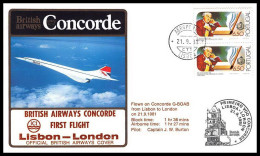 0197 Concorde British Airways London LISBON 21/9/1981 Lettre Poste Aérienne Airmail Cover Luftpost - Concorde