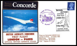 0163 Concorde British Airways Paris London 6/5/1983 Lettre Premier Vol First Flight Airmail Cover Luftpost - Concorde