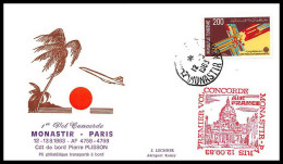 0161 Concorde Monastir Paris 9/9/1983 Lettre Premier Vol First Flight Airmail Cover Luftpost - Concorde