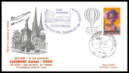 0151 Concorde Paris Clermont Aulnat 20/05/1983 Lettre Premier Vol First Flight Airmail Cover Luftpost - Concorde