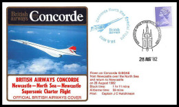0147 Concorde British Airways Newcastle Noth Sea 28/8/1982 Lettre Premier Vol First Flight Airmail Cover Luftpost - Concorde