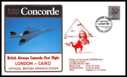 0139 Concorde British Airways London Cairo Egypte (Egypt UAR) 20/03/1981 Premier Vol First Flight Airmail Cover Luftpost - Concorde