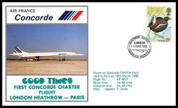0135 Concorde British Airways Lettre Paris London Heathrow 16/3/1980 Premier Vol First Flight Airmail Cover Luftpost - Concorde