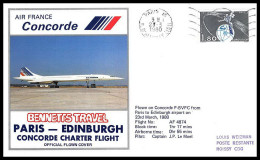 0133 Concorde British Airways Lettre Paris Edinburgh 22/3/1980 Lettre Premier Vol First Flight Airmail Cover Luftpost - Concorde