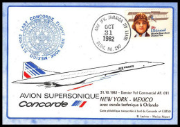 0141 Concorde New York Mexique (Mexico) 31/10/1982 Lettre Dernier Vol Commercial Last Flight Airmail Cover Luftpost - Concorde