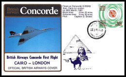 0140 Concorde British Airways London Cairo Egypte (Egypt UAR) 20/03/1981 Premier Vol First Flight Airmail Cover Luftpost - Concorde