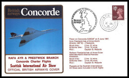 0123 Concorde Grande Bretagne Great Britain Scottish Air Show 6/6/1981 Premier Vol First Flight Airmail Cover - Concorde