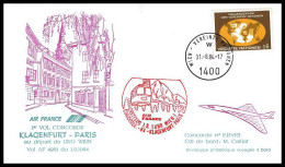 0092 Concorde Paris Klagenfurt Autriche (Austria) 31/08/1984 Lettre Premier Vol First Flight Airmail Cover Luftpost - Concorde