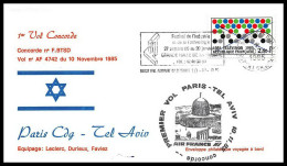 0083 Concorde Paris Tel Aviv Israel 10/11/1985 Lettre Premier Vol First Flight Airmail Cover Luftpost - Concorde