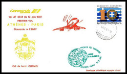 0055 Concorde Paris Athènes Grèce (Greece) 12/06/1987 Lettre Premier Vol First Flight Airmail Cover Luftpost - Concorde
