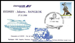 0062 Concorde Sydney Jakarta Bangkok 27/11/1986 Lettre Premier Vol First Flight Airmail Cover Luftpost - Concorde