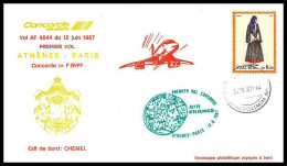 0054 Concorde Paris Athènes Grèce (Greece) 12/06/1987 Lettre Premier Vol First Flight Airmail Cover Luftpost - Concorde