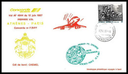 0053 Concorde Paris Athènes Grèce (Greece) 12/06/1987 Lettre Premier Vol First Flight Airmail Cover Luftpost - Concorde