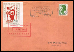 0063 Concorde Grève Des PTT Ajaccio Nice Corse 1988 Lettre Airmail Cover Luftpost - Concorde