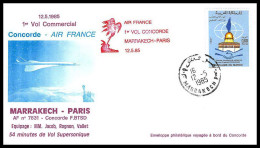 0043 Concorde Marrakech Paris 12/05/1985 Lettre Premier Vol Commercial First Flight Airmail Cover Luftpost - Concorde