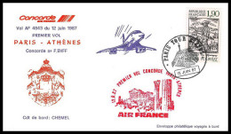 0050 Concorde Paris Athènes Grèce (Greece) 12/06/1987 Lettre Premier Vol First Flight Airmail Cover Luftpost - Concorde