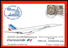 0034 Concorde Dernier Vol Commercial Washington New York 29/10/1982 Lettre Airmail Cover Luftpost - Concorde