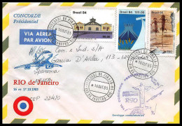 0023 Concorde Brésil Brazil Concorde Presidentiel Rio 16/08/1985 Lettre Premier Vol First Flight Airmail Cover Luftpost - Concorde