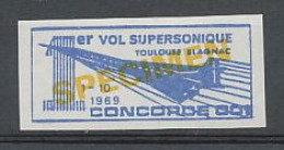 36 Concorde Premier Vol Supersonique 1969 Surchage Specimen Overprint Vignette Non Dentelé Imperforate ** Mnh  - Concorde