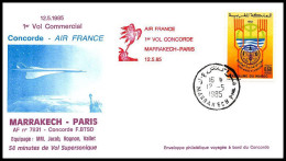 1230 Concorde 1985 Marrakech Paris Maroc Lettre Premier Vol First Flight Airmail Cover Luftpost - Concorde