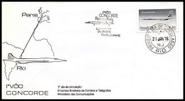 1234 Concorde 1976 Rio De Janeiro Paris Bresil Brazil Lettre Premier Vol First Flight Airmail Cover Luftpost - Concorde