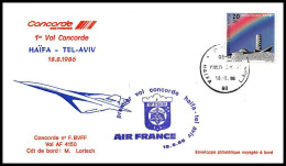 1226 Concorde 1986 Haifa Tel Aviv Israel Lettre Premier Vol First Flight Airmail Cover Luftpost - Concorde