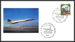 1248 Concorde 1987 Bologna Paris New York Usa Italia Lettre Premier Vol First Flight Airmail Cover Luftpost 4/10/1987 - Concorde