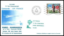 1214 Concorde 1985 Paris Marrakech Maroc Lettre Premier Vol First Flight Airmail Cover Luftpost - Concorde